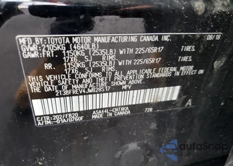 2018 Toyota Rav4 Le from USA, damaged, VIN 2T3BFREV4JW828517